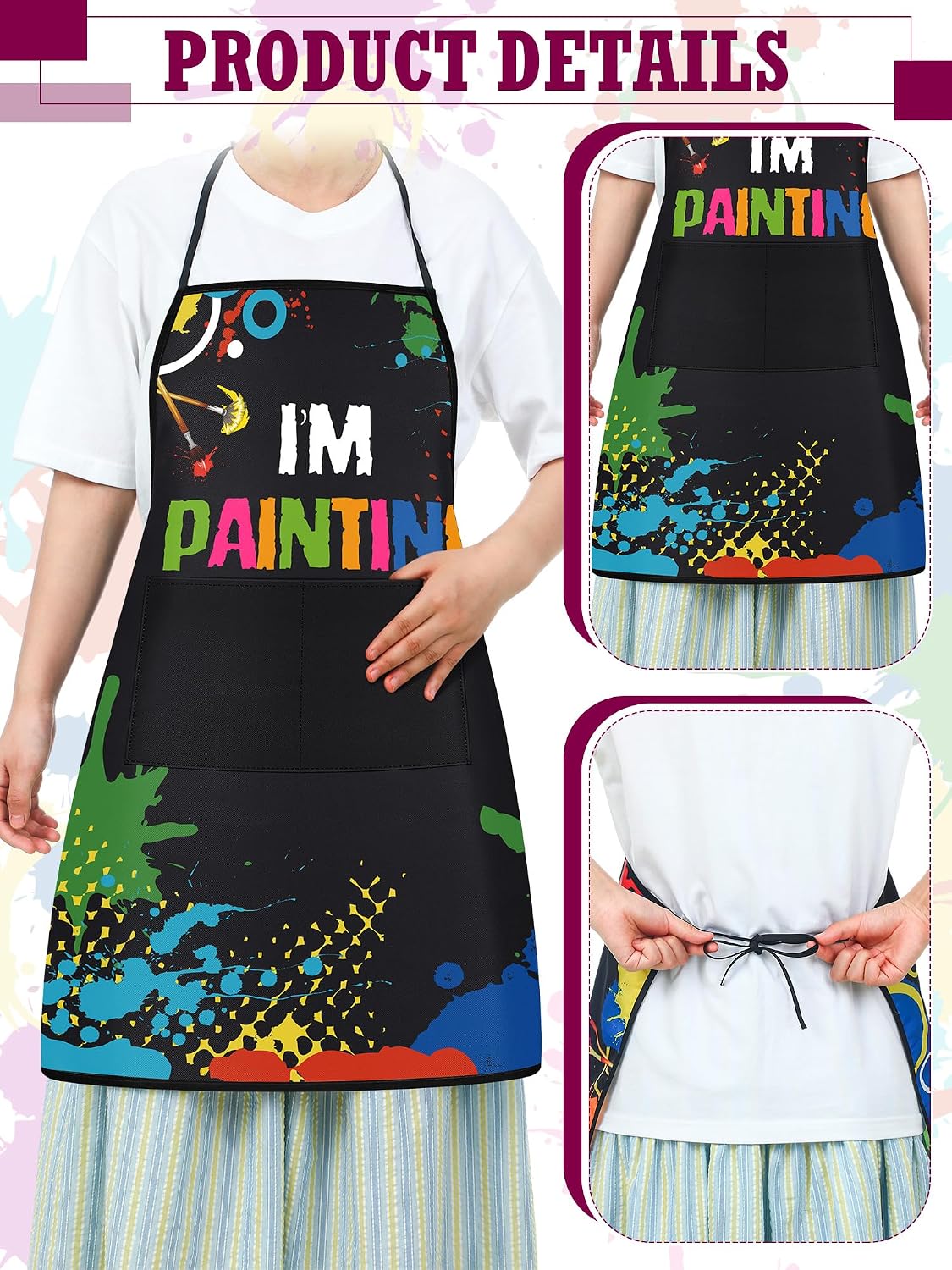 3 Pcs Painting Smock for Adults, Waterproof Art Apron Artist