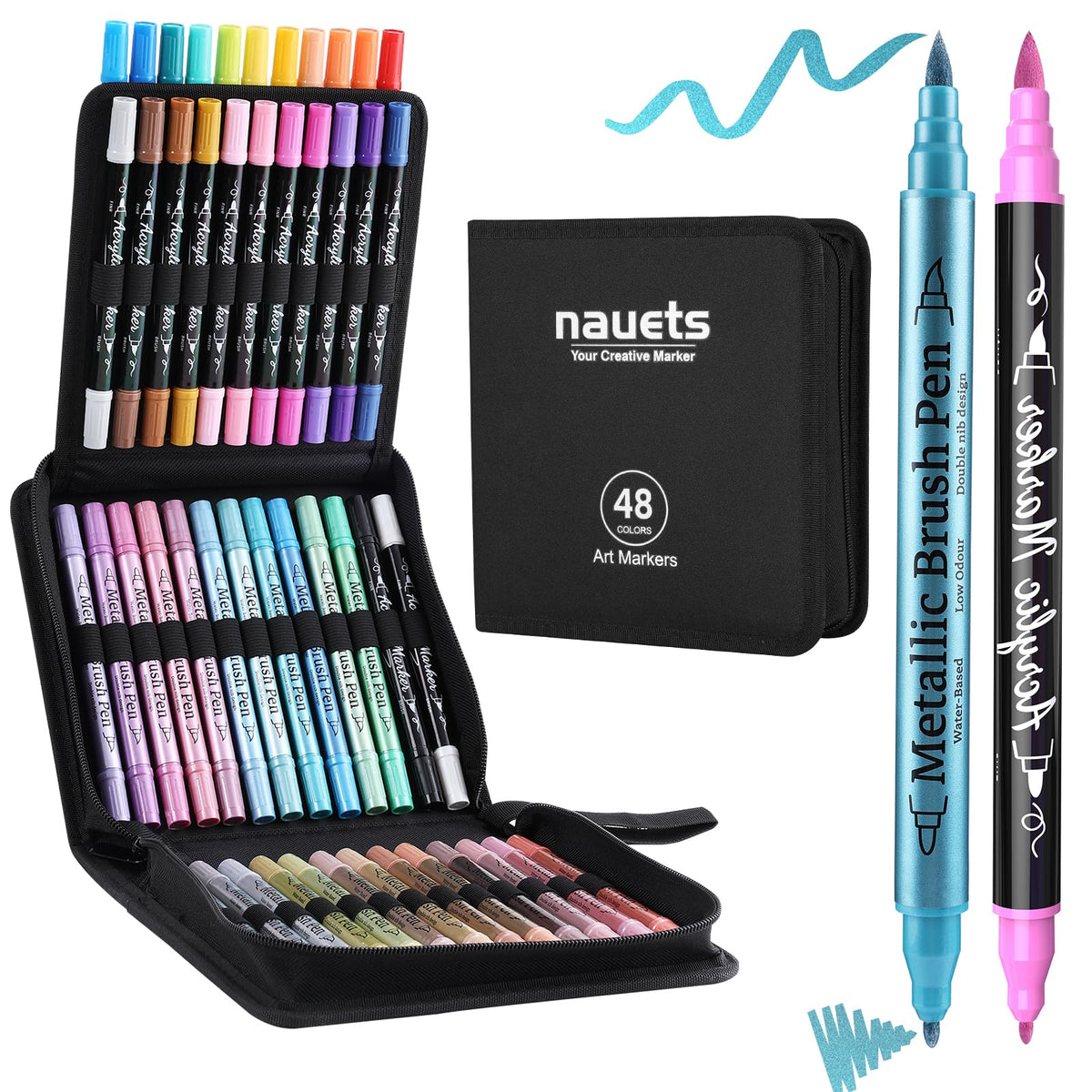 nauets 30 Colors Precision Dual Tip Acrylic Paint Markers Pens - Dot & Fine