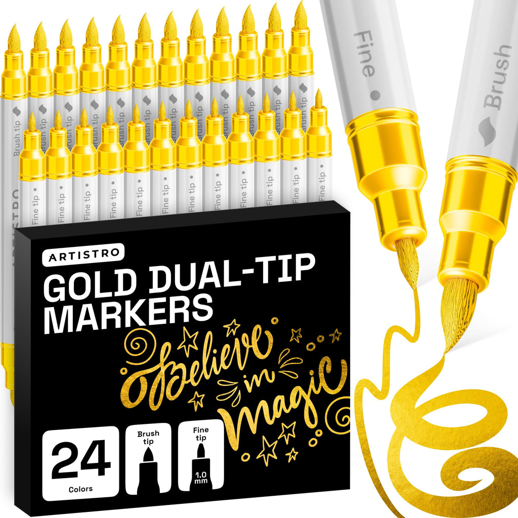 ARTISTRO 24 Skin Tones Dual-Tip Acrylic Paint Marker Pens for Drawing
