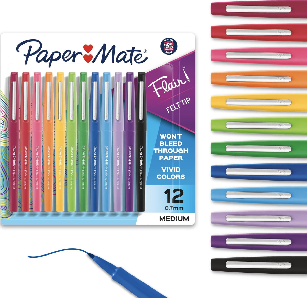 Paper Mate Flair Felt Tip Pens, Medium Point, Assorted Colors, 24 Count - Home, Office, Back to School, Teacher Supplies