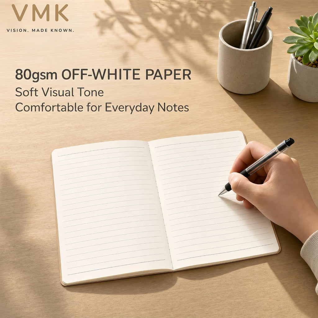 VMK 50 Pack A5 Wide Ruled Lay Flat Notebooks Bulk, Kraft Brown Softcover
