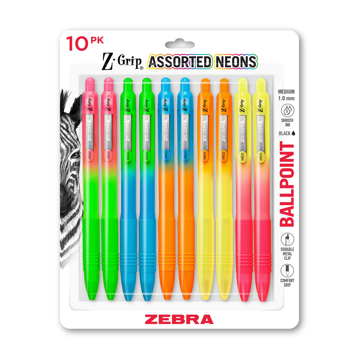 Zebra Pen Z-Grip Retractable Ballpoint Pen, Black Ink, 1.0mm, 18-Pack
