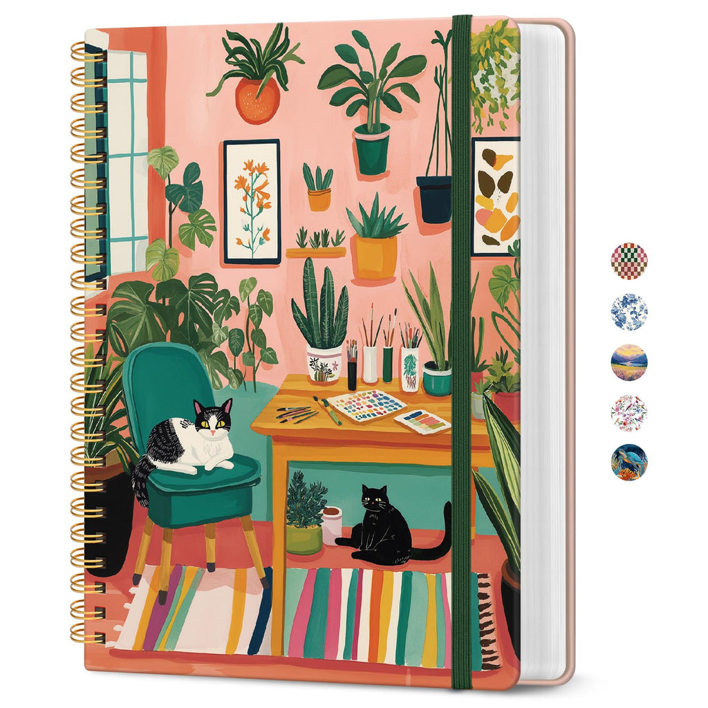 Taja Spiral Notebook for Work Thick Hardcover Lined Journal for Note Taking