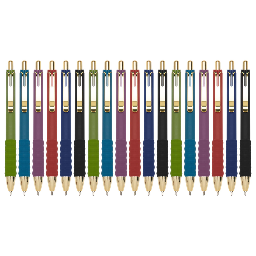 Linbsunne Ballpoint Pens Black Medium Point 1mm Pen with Super Soft Grip Ball Point Pen for Men Women Retractable Pens (gold-12 pcs)