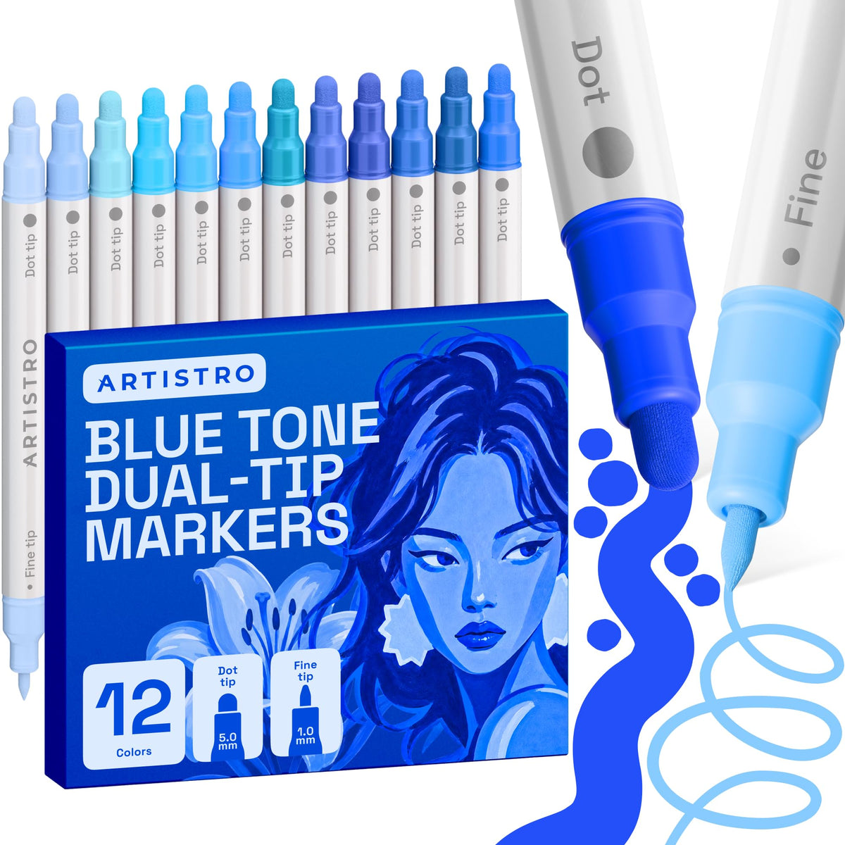 ARTISTRO Metallic Dual-Tip Acrylic Paint Marker Pens - Set of 24