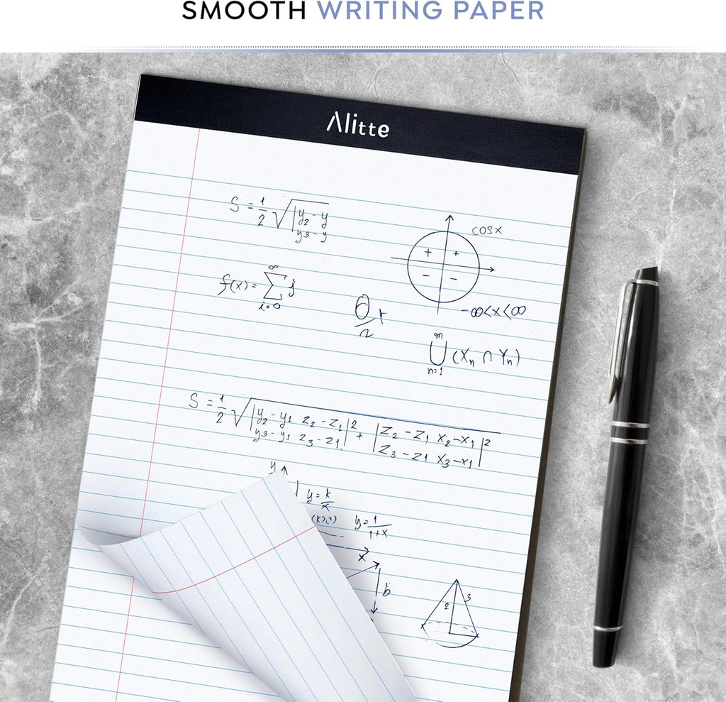 Alitte Legal Notepads 8.5 x 11, Pack of 12 - Perforated Wide Ruled Writing Pad - Premium Thick Paper, No Ink Bleeding - Blank Legal Pads For Home, Office, School, Business - 50 Sheets Per Notebook