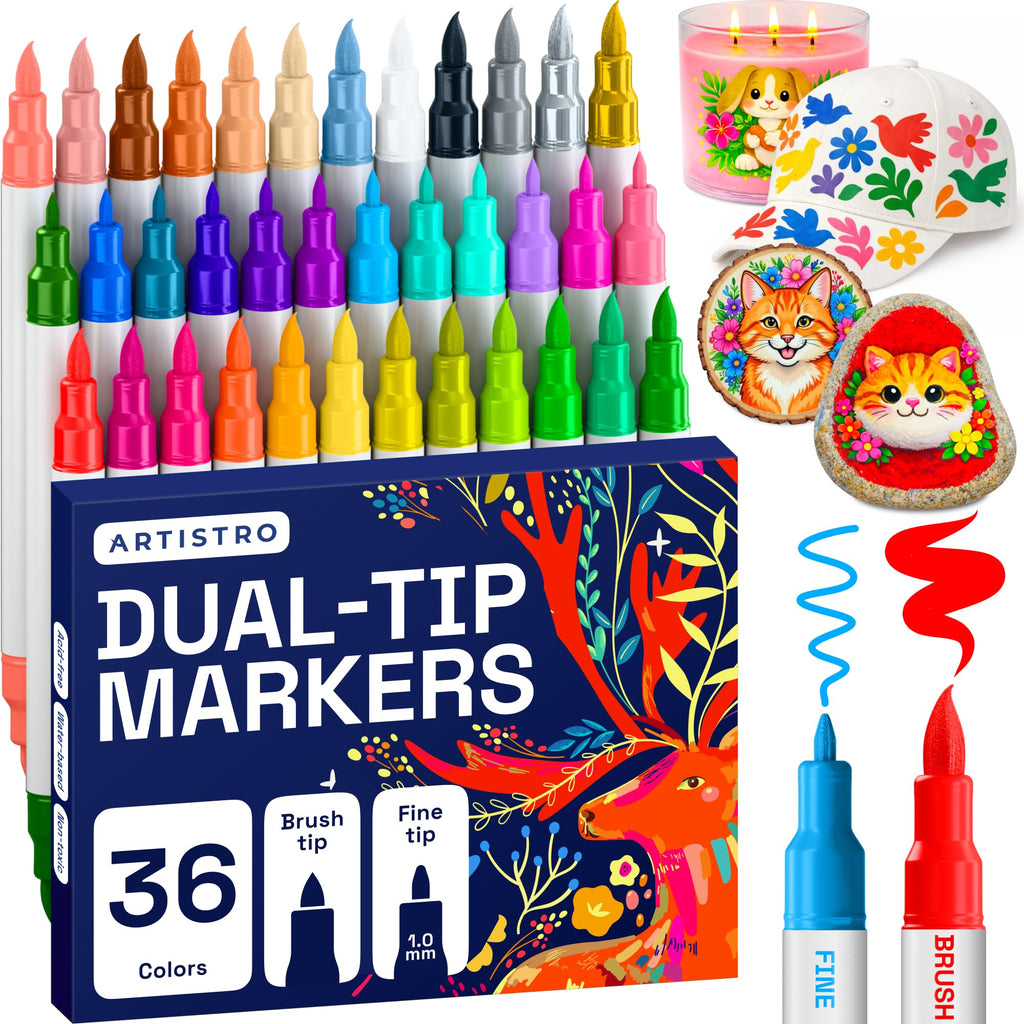 ARTISTRO 24 Skin Tones Dual-Tip Acrylic Paint Marker Pens for Drawing