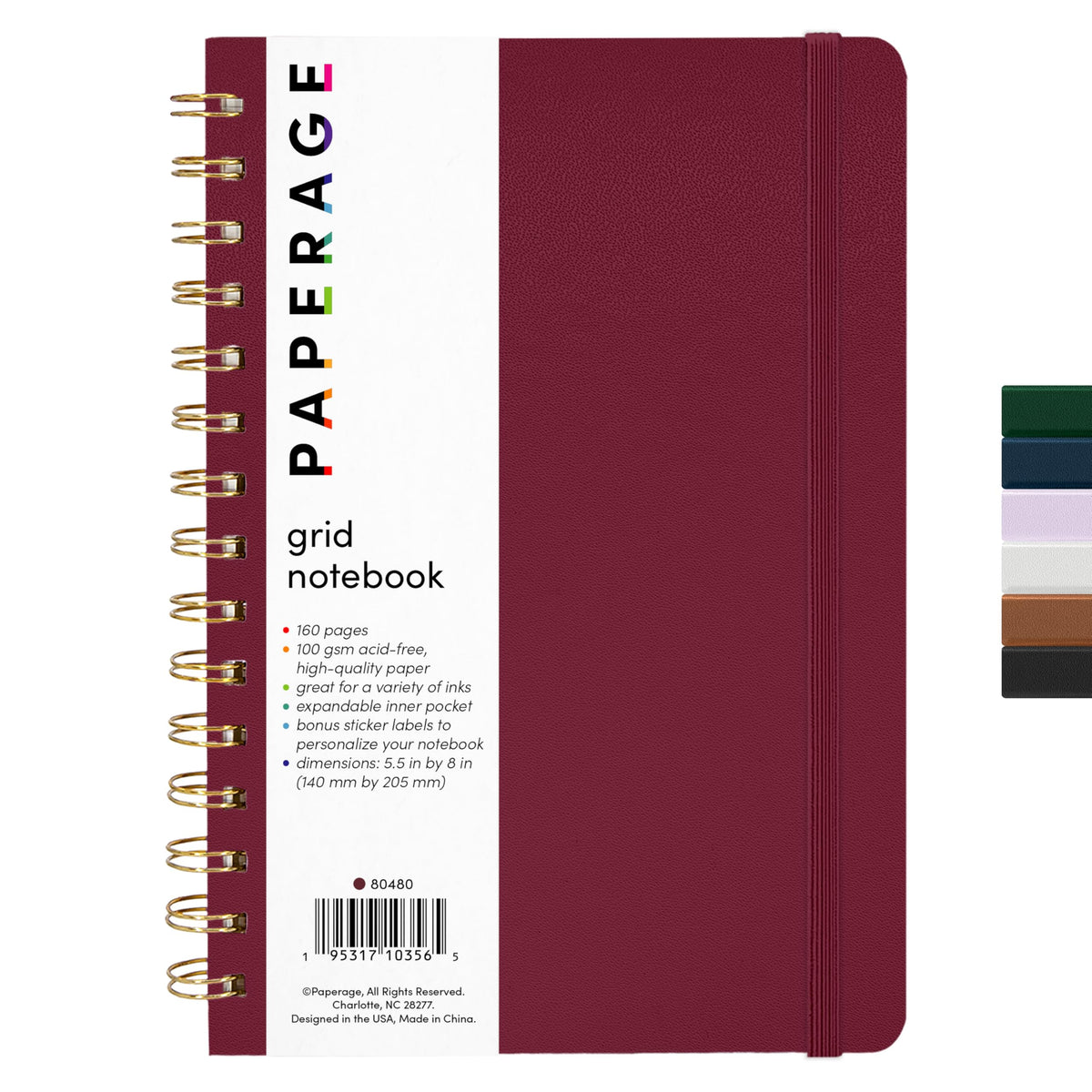 PAPERAGE Lined Spiral Journal Notebook, (Navy, Olive Green, Kraft), 3 Pack, 160 Pages, Medium 5.5 inches x 8 inches - 100 GSM Thick Paper, Hardcover, Double-Wire Spiral Journal & Notebook