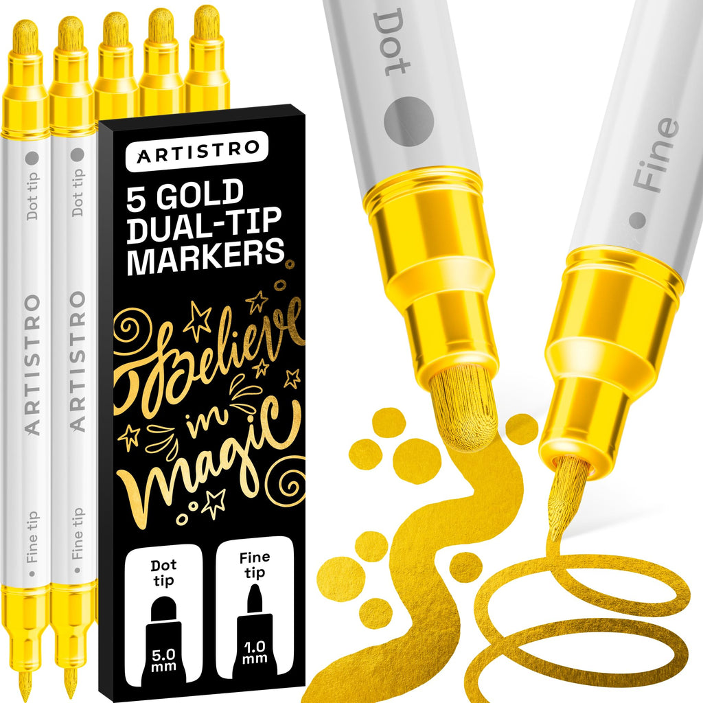 ARTISTRO Metallic Dual-Tip Acrylic Paint Marker Pens - Set of 24