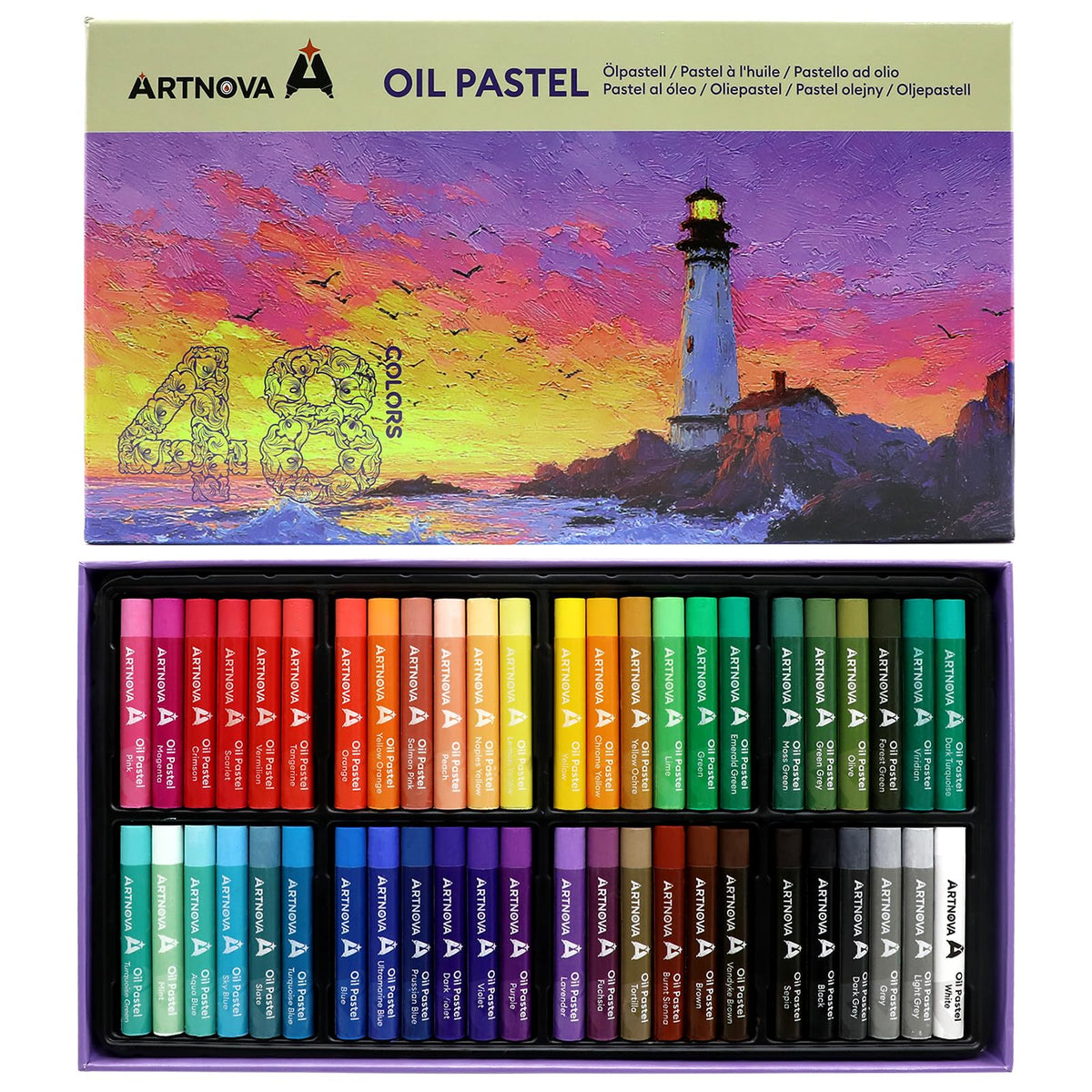 ARTNOVA Oil Pastels Set of 48 Colors (8 x 60 mm)