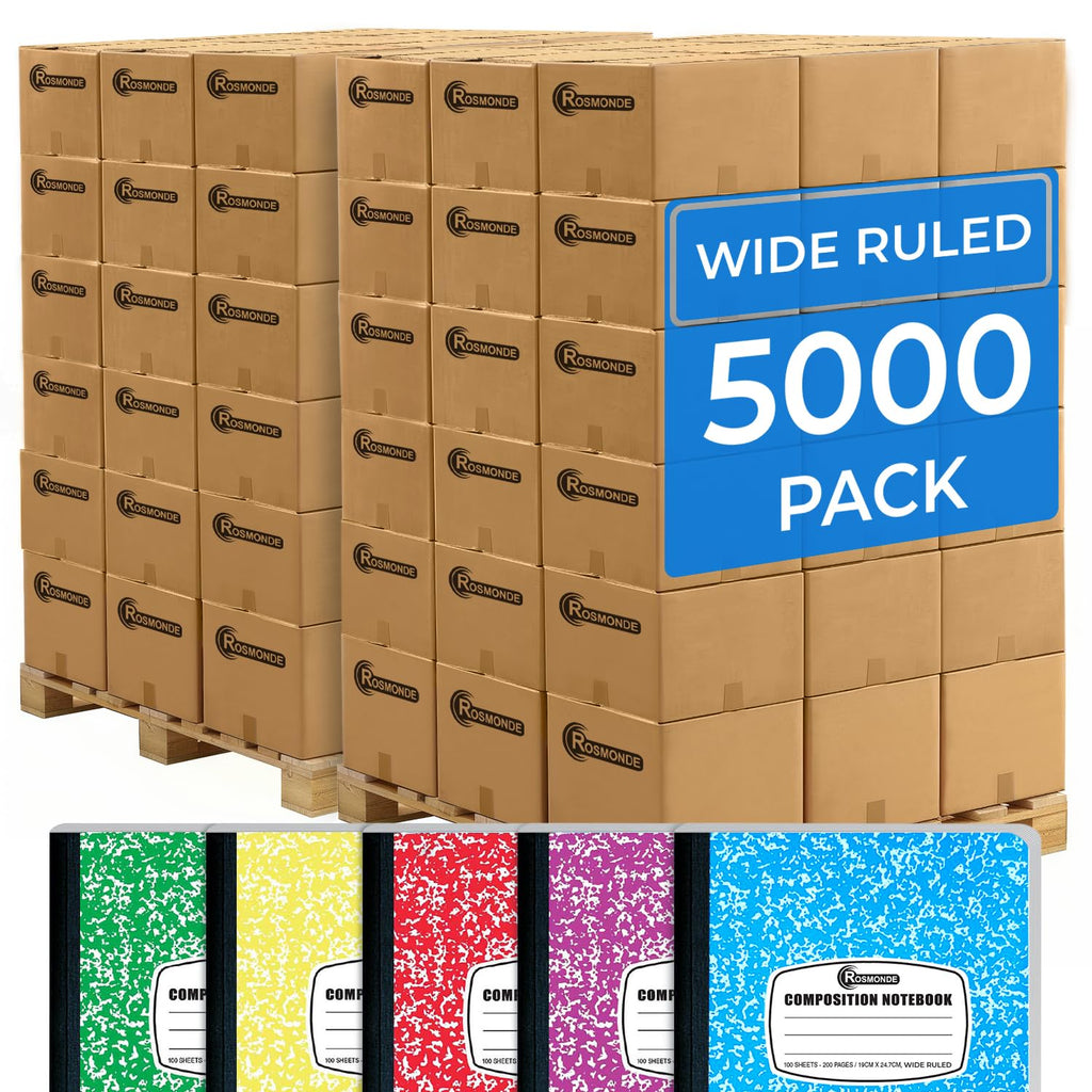 Rosmonde 12 Pack Bulk Composition Notebook Wide Ruled, Assorted Colors