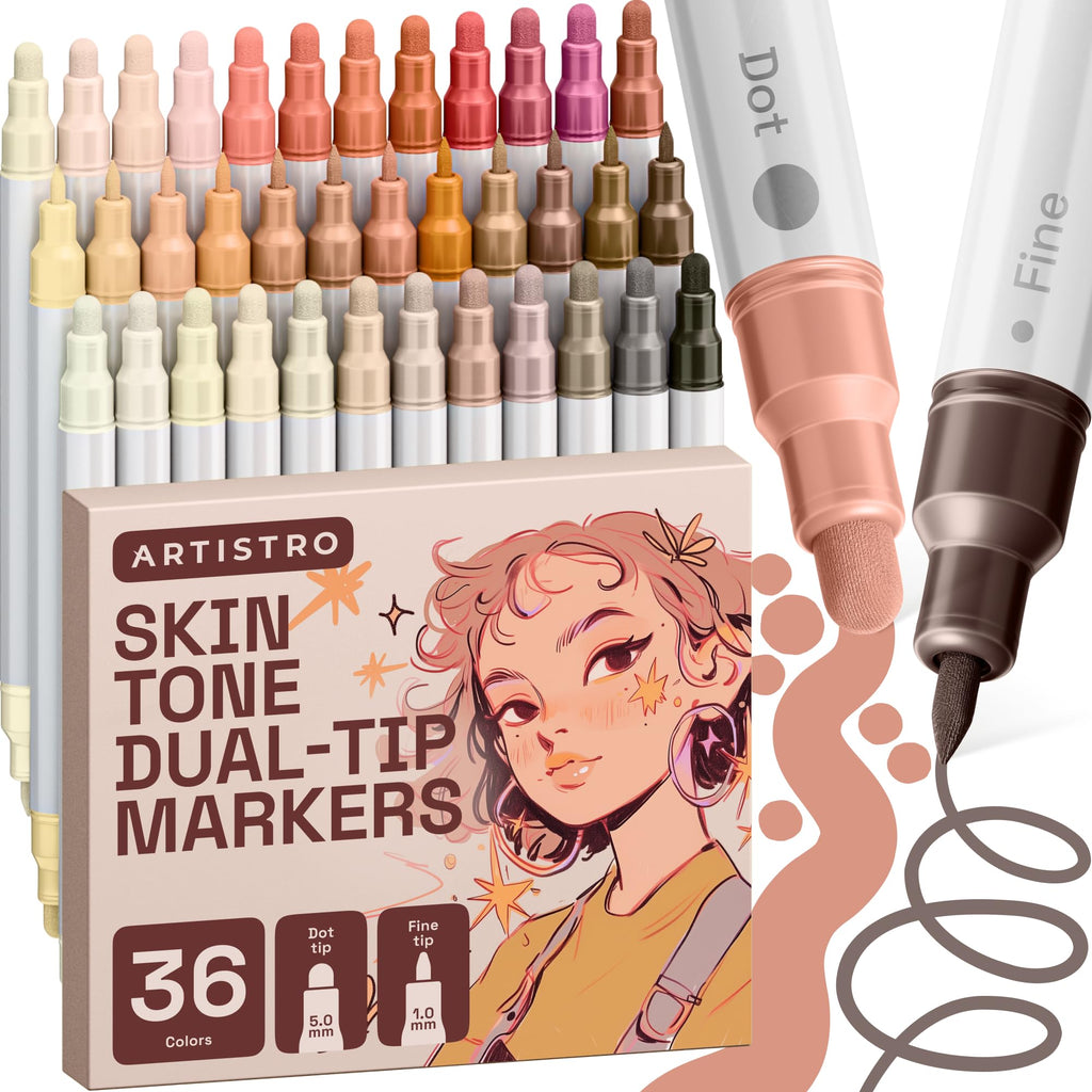 ARTISTRO Metallic Dual-Tip Acrylic Paint Marker Pens - Set of 24