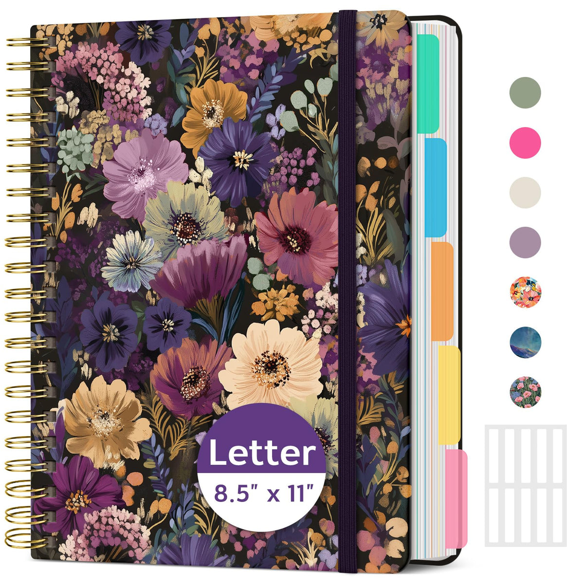 Taja Large Spiral Notebooks for Work 5 Subject with Removable Dividers