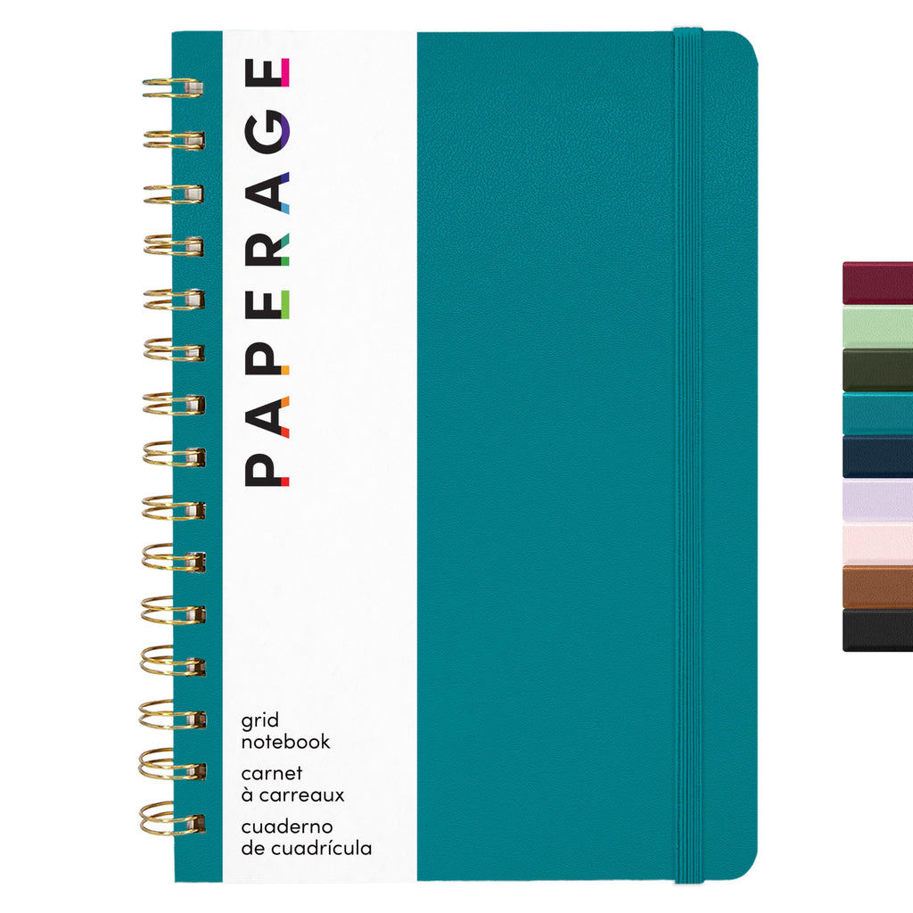 PAPERAGE Lined Spiral Journal Notebook, (Navy, Olive Green, Kraft), 3 Pack, 160 Pages, Medium 5.5 inches x 8 inches - 100 GSM Thick Paper, Hardcover, Double-Wire Spiral Journal & Notebook