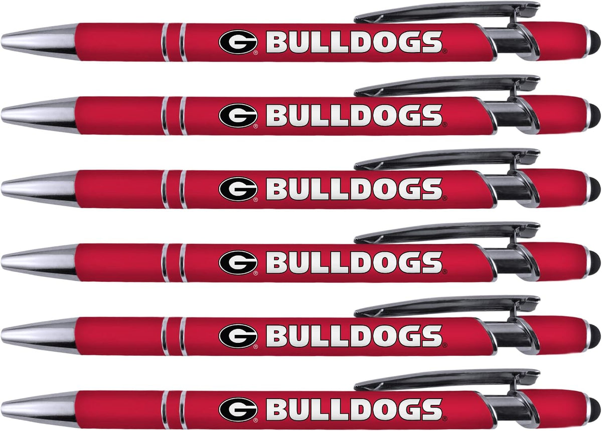 Greeting Pen Georgia Bulldogs Pen, Officially Licensed UGA Gift for Alumni, Students, Dads & Fans, University of Georgia Stocking Stuffer, Office Desk Accessory - Soft Touch Metal Pen 6-Pack 30504