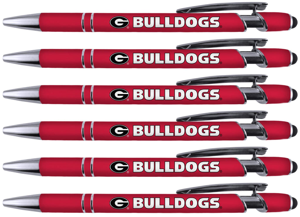 Greeting Pen Georgia Bulldogs Pen, Officially Licensed UGA Gift for Alumni, Students, Dads & Fans, University of Georgia Stocking Stuffer, Office Desk Accessory - Soft Touch Metal Pen 6-Pack 30504