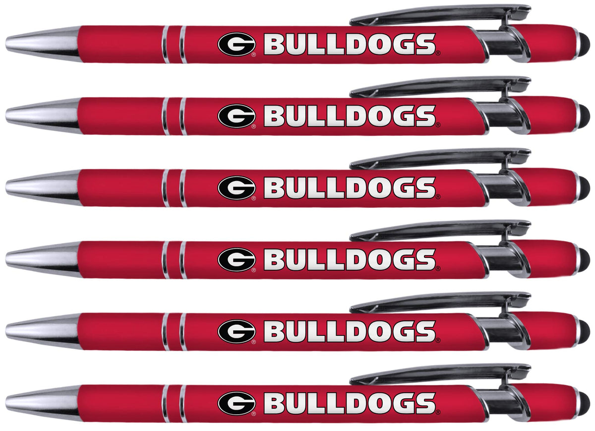 Greeting Pen Georgia Bulldogs Pen, Officially Licensed UGA Gift for Alumni, Students, Dads & Fans, University of Georgia Stocking Stuffer, Office Desk Accessory - Soft Touch Metal Pen 6-Pack 30504