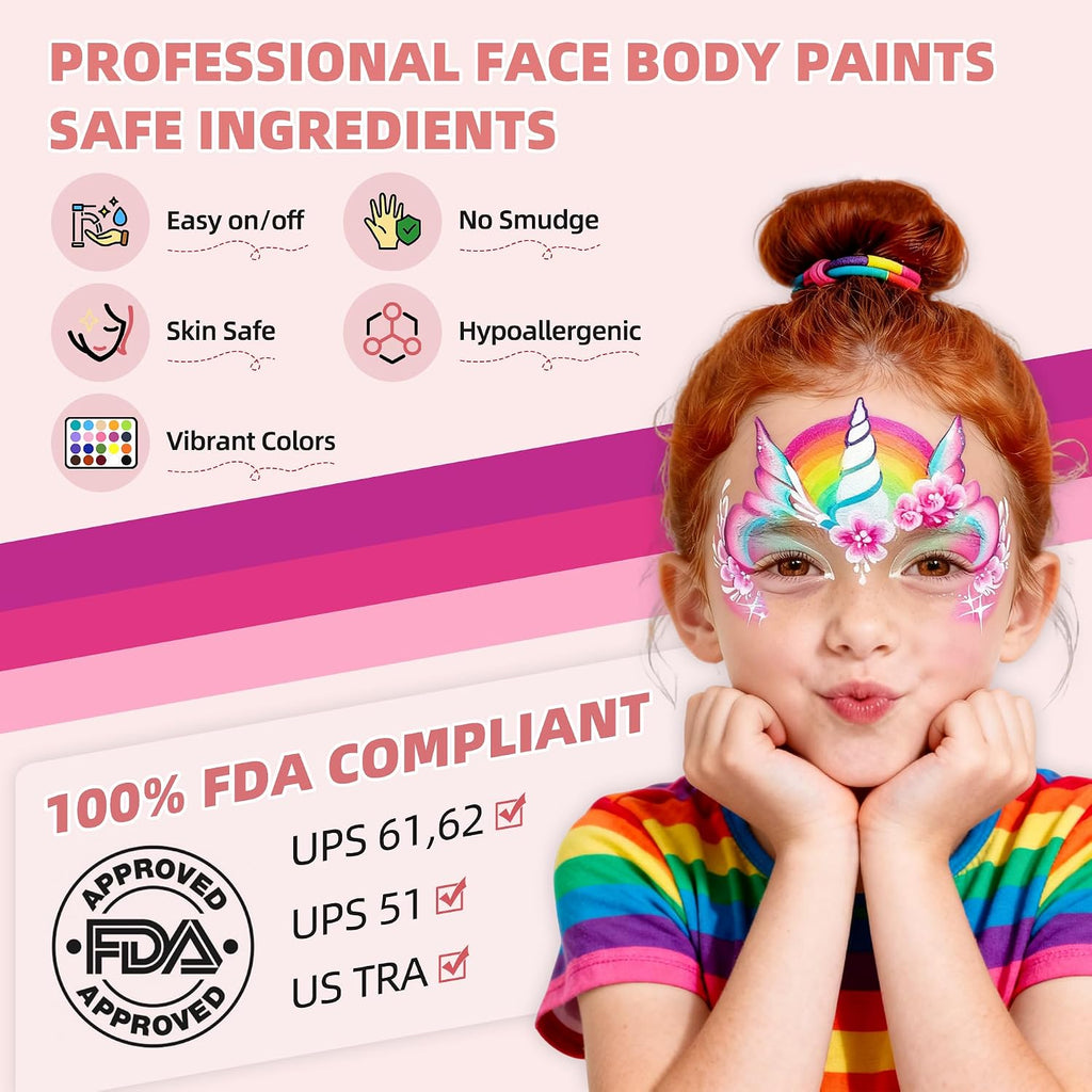 WUO Professional Face Painting Kit for Kids, 12x10g Split Cake Palette