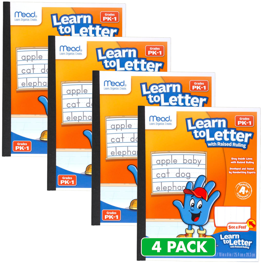 Mead Primary Composition Book, 4 Pack, Primary Ruled Journal, Grades K-2, 7-1/2" x 9-3/4", 100 Sheets per Comp Book, Assorted Colors (610053-ECM)