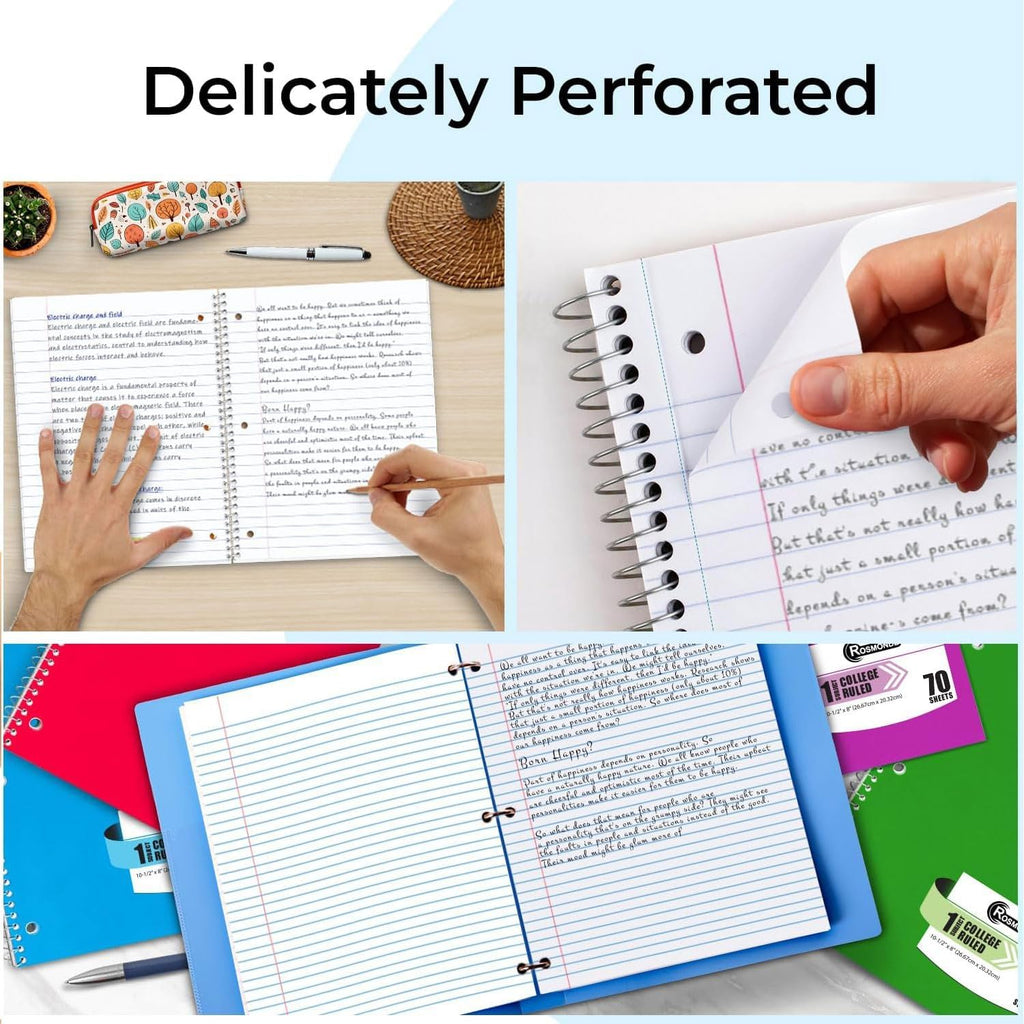 Rosmonde Spiral Notebook, 12 Pack, 1 Subject, College Ruled, 70 Sheets