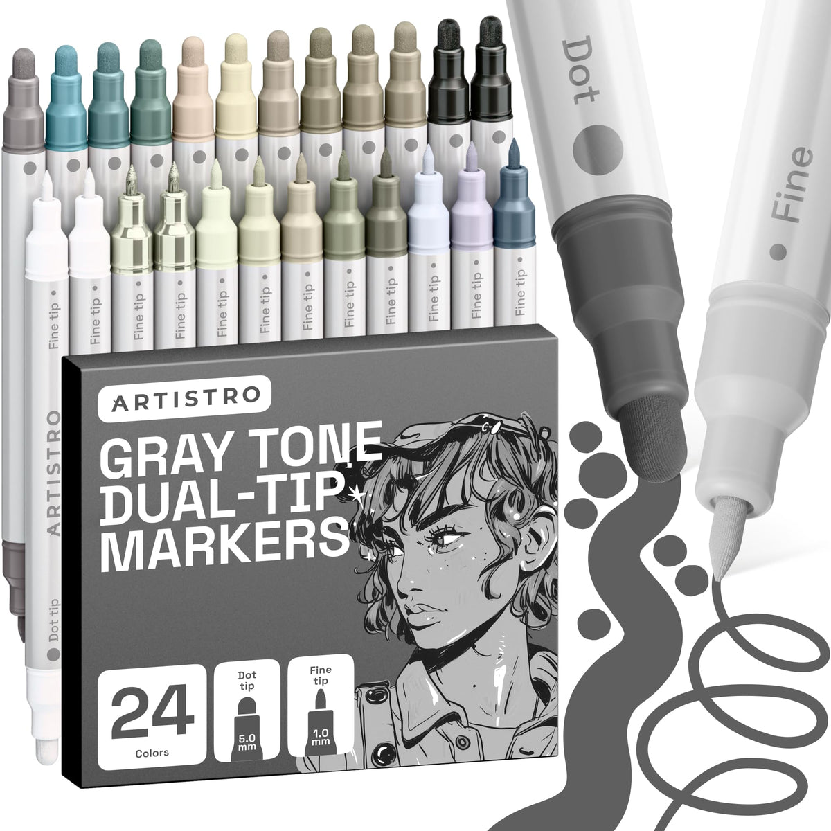 ARTISTRO Dual-Tip Acrylic Paint Marker Pens - Set of 36
