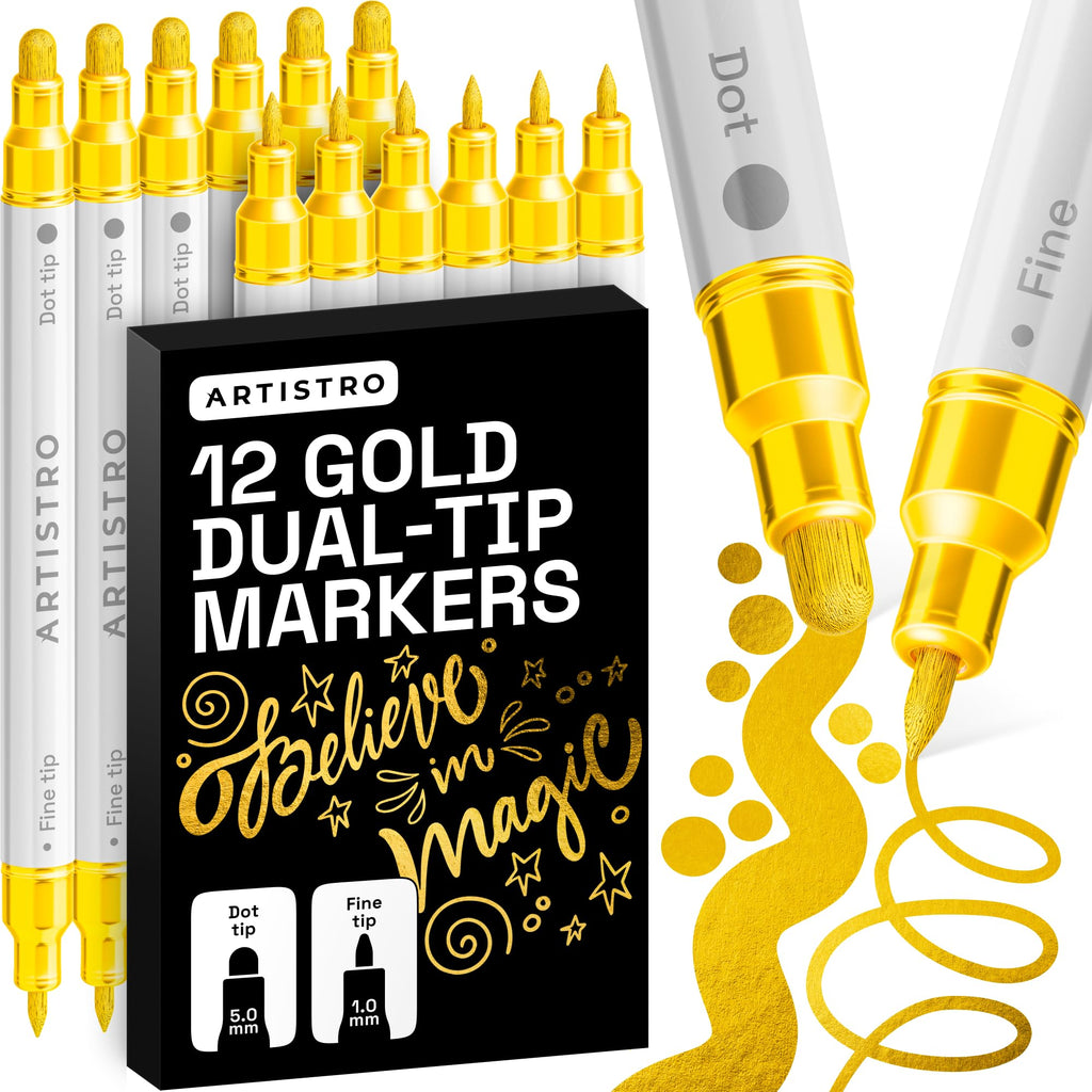ARTISTRO Metallic Dual-Tip Acrylic Paint Marker Pens - Set of 24