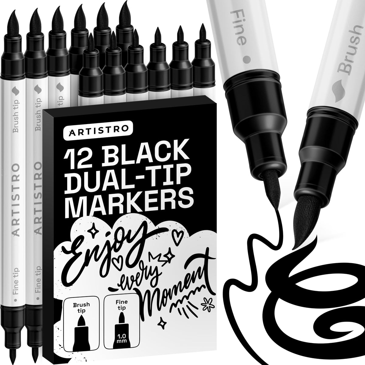 ARTISTRO 24 Metallic Dual-Tip Acrylic Paint Marker Pens for Drawing
