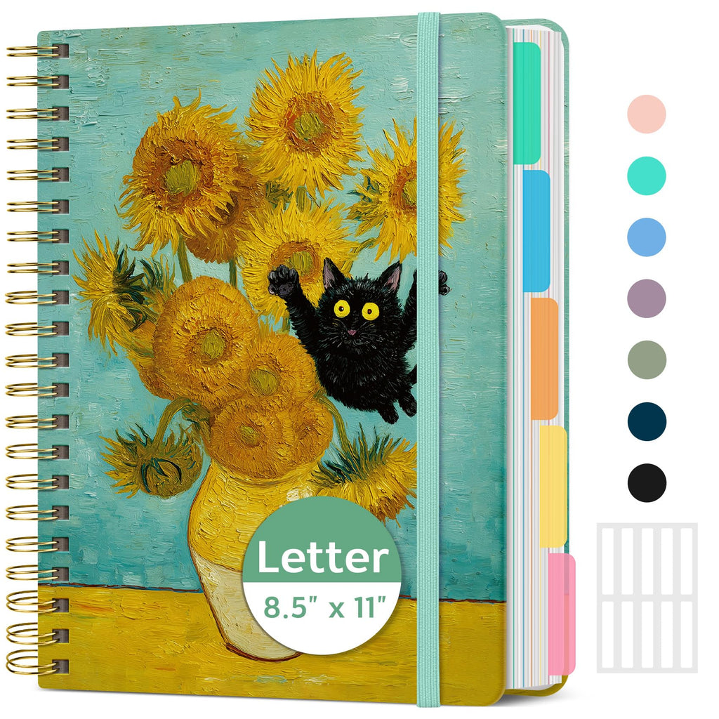 Taja Large Spiral Notebooks for Work 5 Subject with Removable Dividers