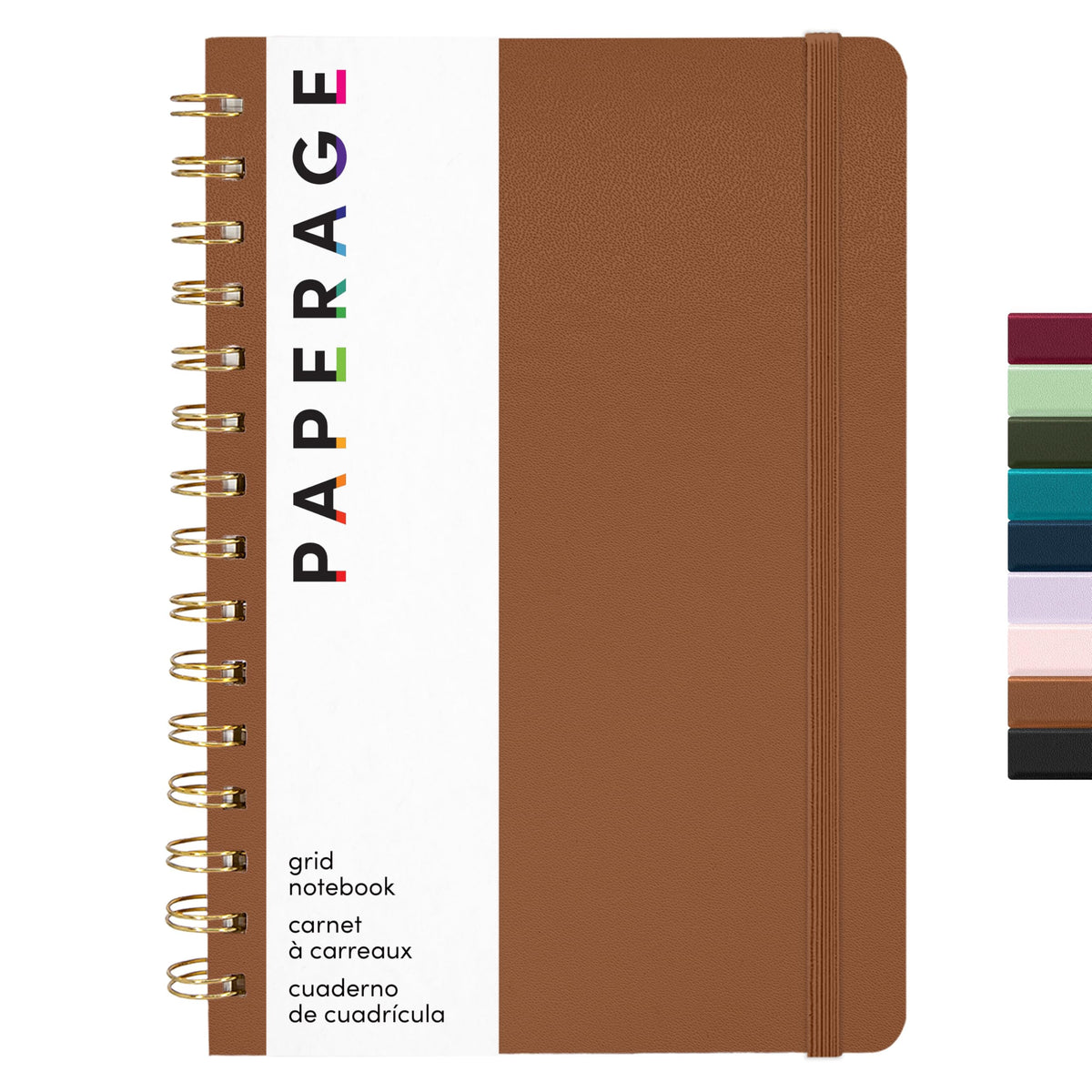 PAPERAGE Lined Spiral Journal Notebook, (Navy, Olive Green, Kraft), 3 Pack, 160 Pages, Medium 5.5 inches x 8 inches - 100 GSM Thick Paper, Hardcover, Double-Wire Spiral Journal & Notebook