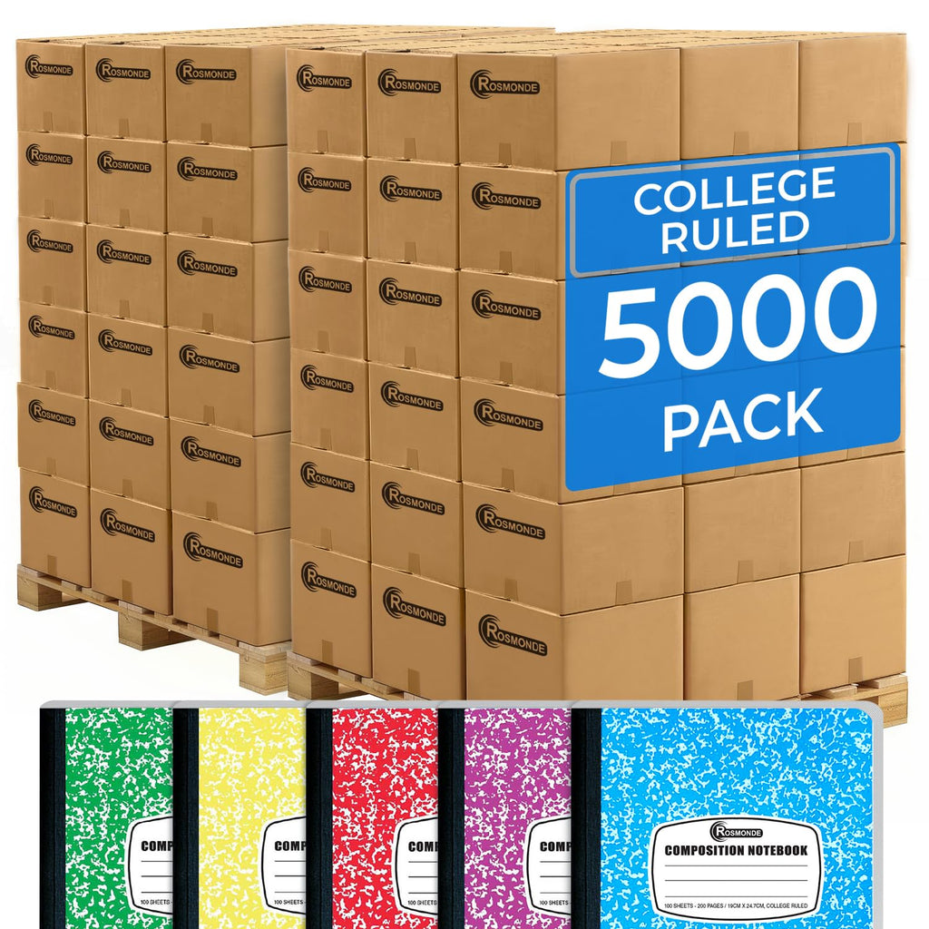 Rosmonde 5 Pack Composition Notebooks College Ruled, Color Marble Notebooks