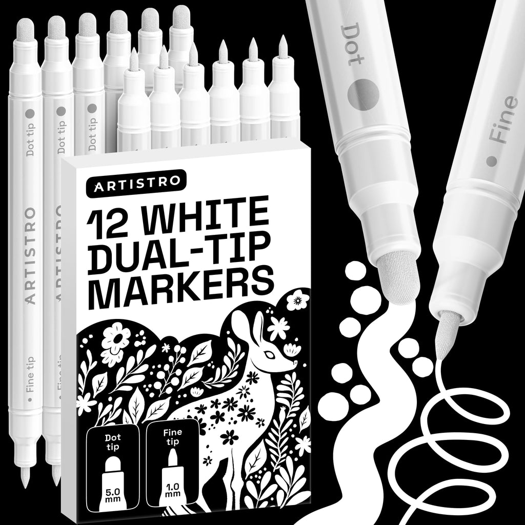 ARTISTRO Metallic Dual-Tip Acrylic Paint Marker Pens - Set of 24