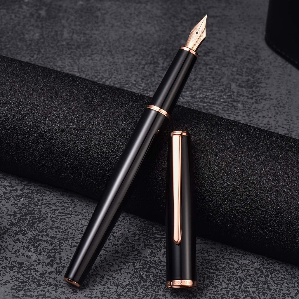 Hongdian 920S Fountain Pen Grass Green Metal Pen, Iridium M Nib Classic Pen with Ink Converter