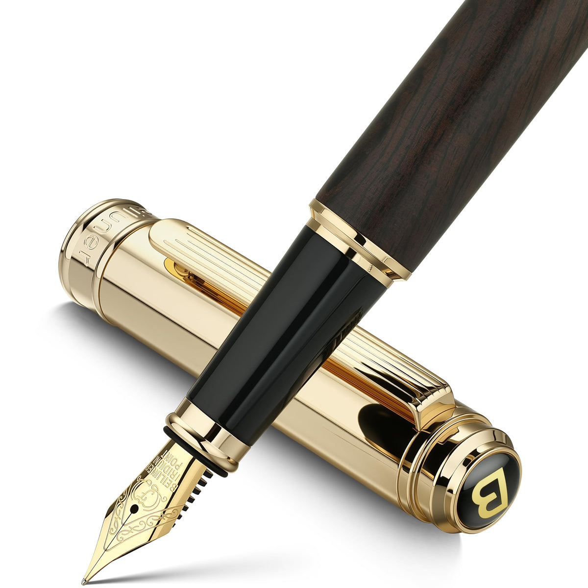 BEILUNER 316 Fountain Pen,Stunning Luxury,24K Gilded Nib(Fine)-Rosewood