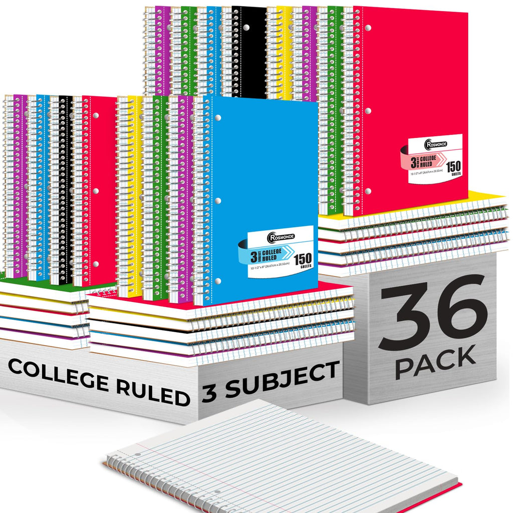 Rosmonde Spiral Notebook, 12 Pack, 1 Subject, College Ruled, 70 Sheets