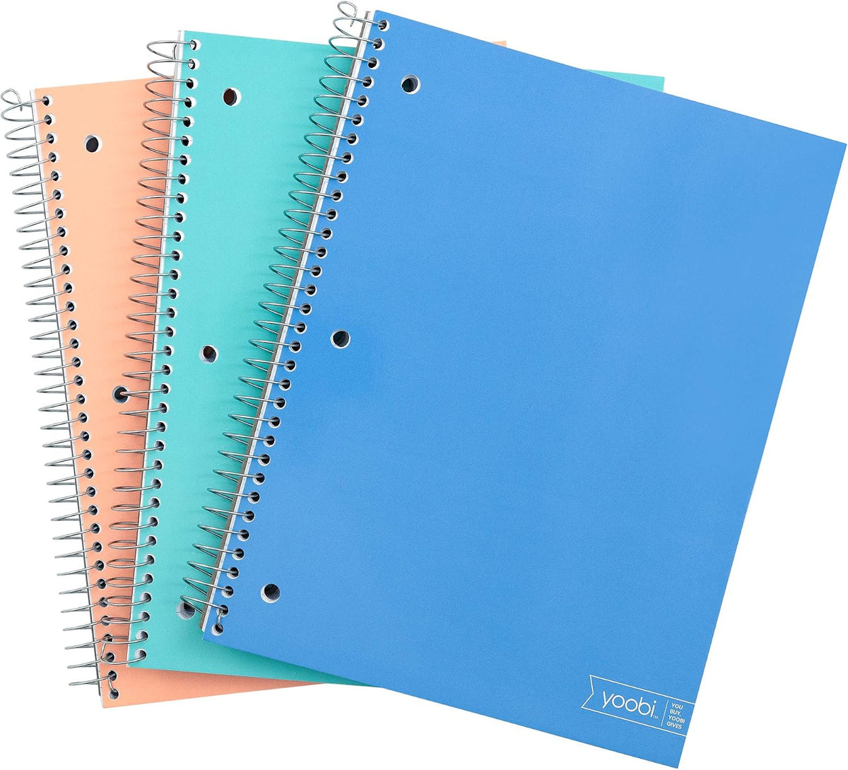 Yoobi College Ruled 3-Subject Notebooks, 3-Pack, 150 Sheets, 8x10.5in