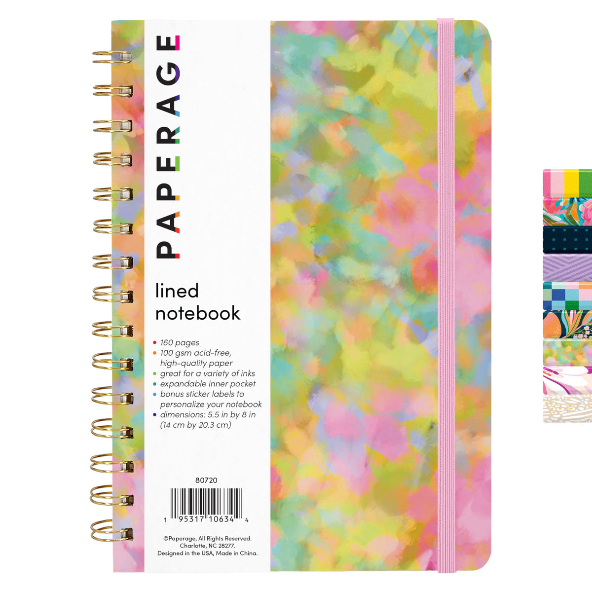 PAPERAGE Lined Spiral Journal Notebook, (Navy, Olive Green, Kraft), 3 Pack, 160 Pages, Medium 5.5 inches x 8 inches - 100 GSM Thick Paper, Hardcover, Double-Wire Spiral Journal & Notebook