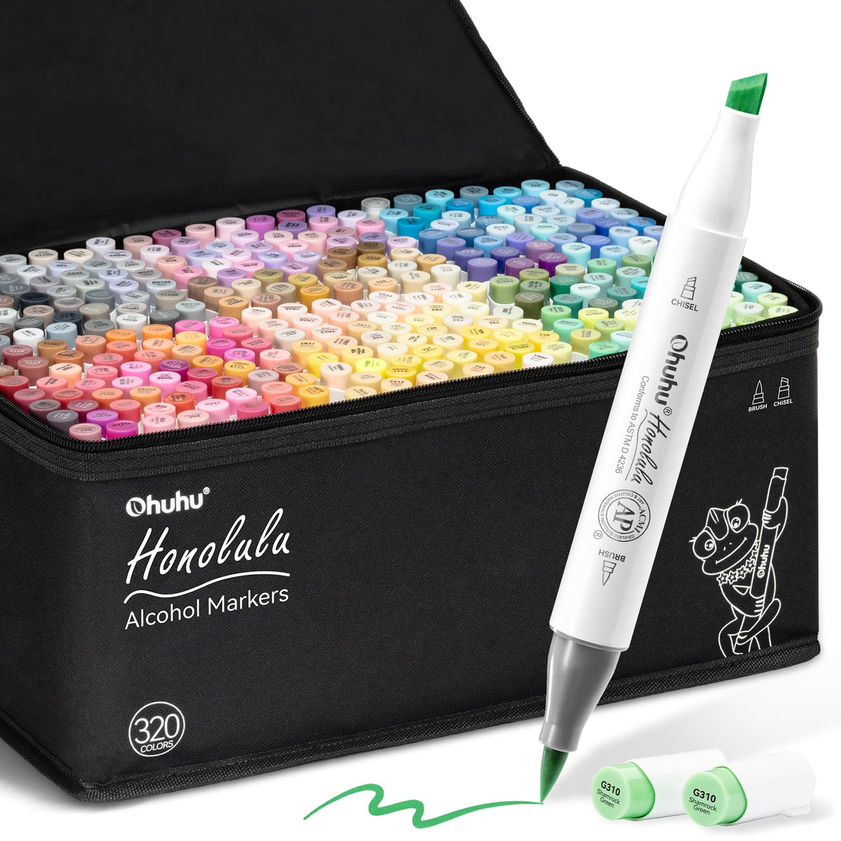 Ohuhu Alcohol Markers 320 Colors Brush Fine for Artist Adults Cozy Coloring