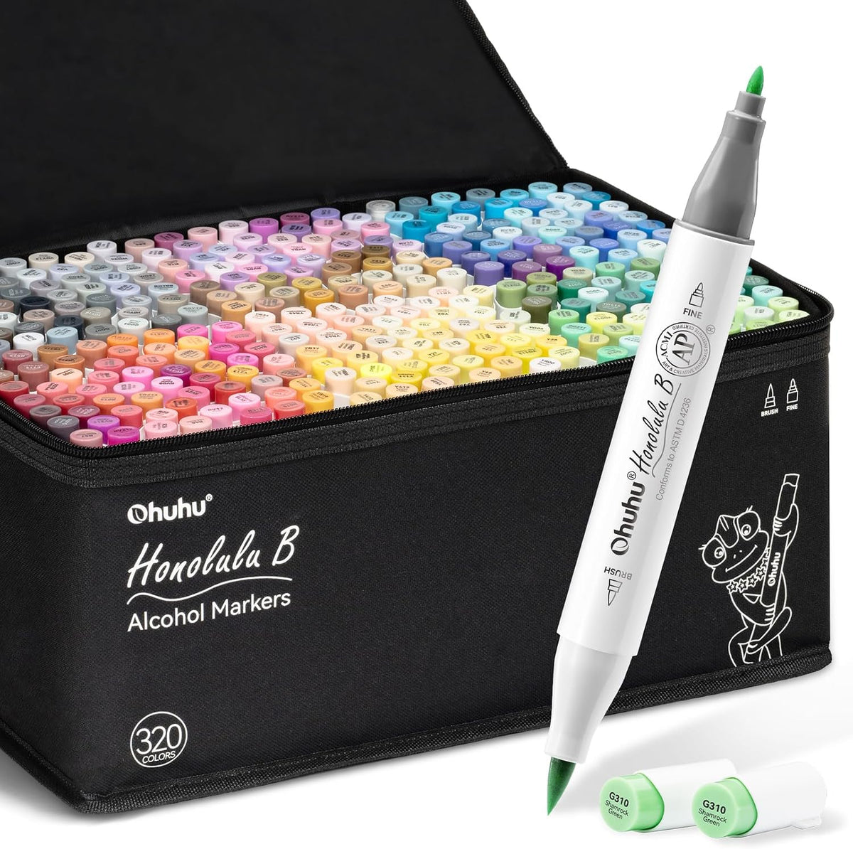 Ohuhu Alcohol Markers 320 Colors Brush Fine for Artist Adults Cozy Coloring