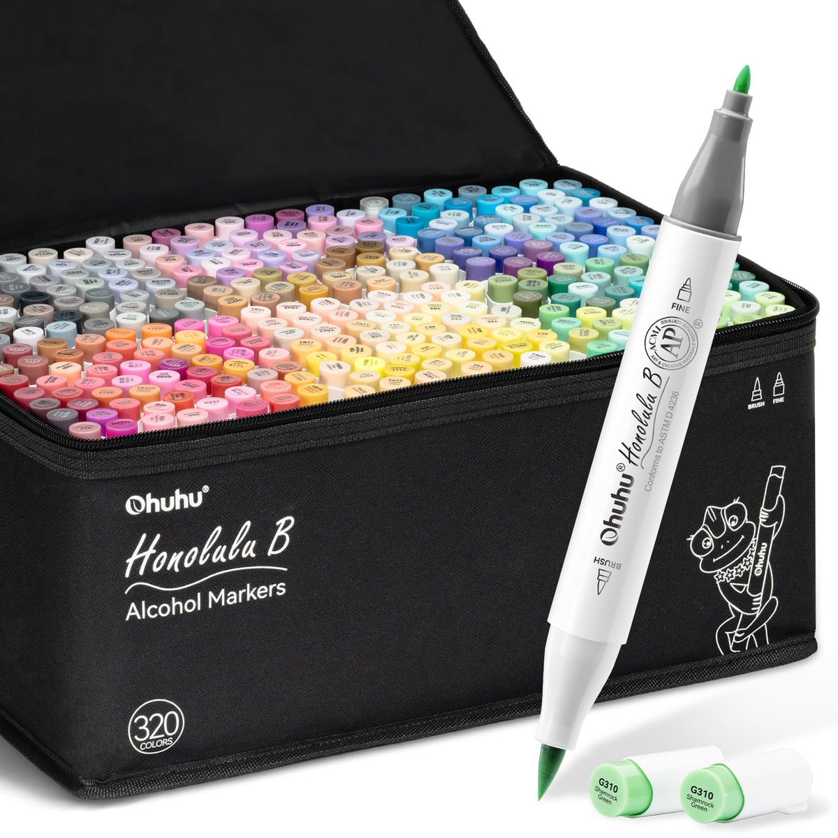 Ohuhu Alcohol Markers 320 Colors Brush Fine for Artist Adults Cozy Coloring