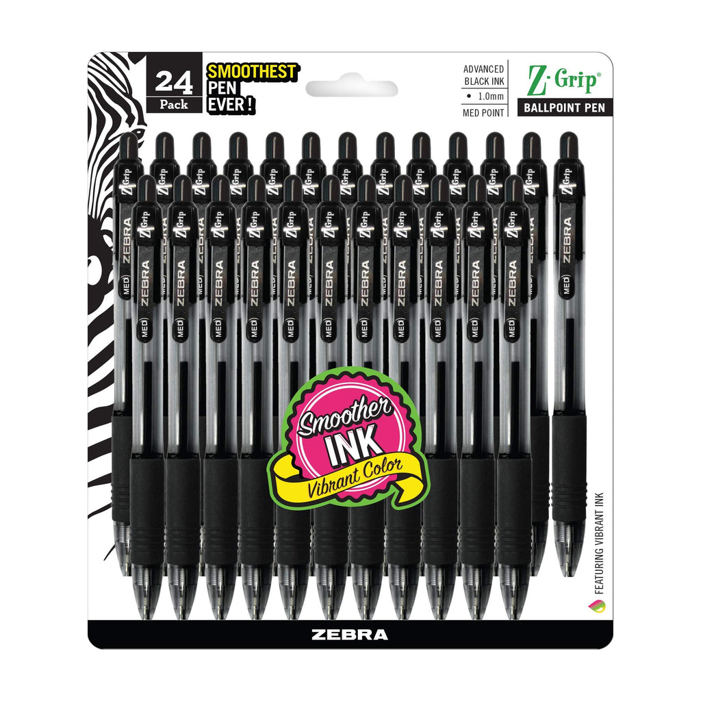Zebra Pen Z-Grip Retractable Ballpoint Pen, Black Ink, 1.0mm, 18-Pack
