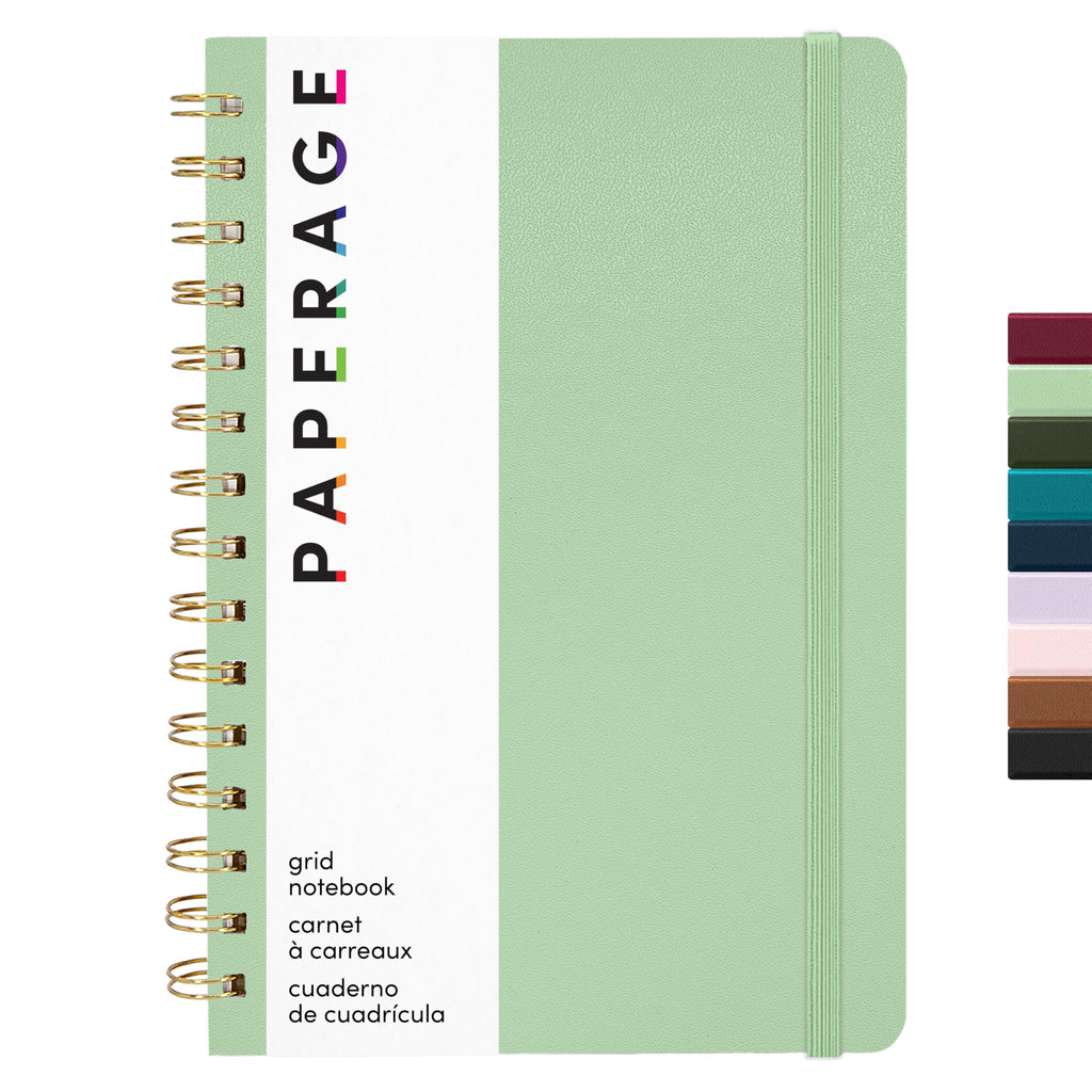 PAPERAGE Lined Spiral Journal Notebook, (Navy, Olive Green, Kraft), 3 Pack, 160 Pages, Medium 5.5 inches x 8 inches - 100 GSM Thick Paper, Hardcover, Double-Wire Spiral Journal & Notebook