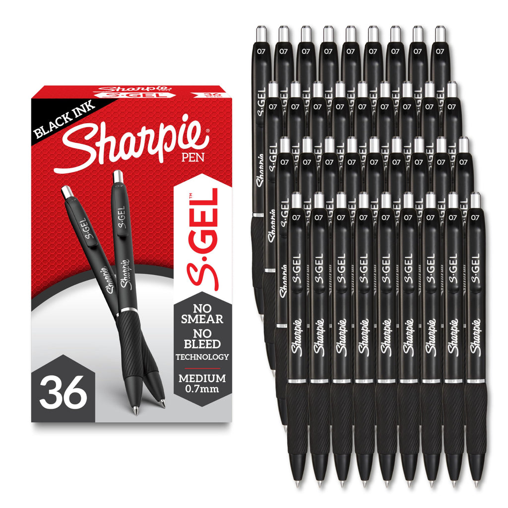 Sharpie S-Gel Gel Pens, Black Barrel, Medium Point (0.7mm), Black Gel Ink, 12 Count - Home, Office, School, Journaling, Writing, Note-Taking, Teacher Supplies