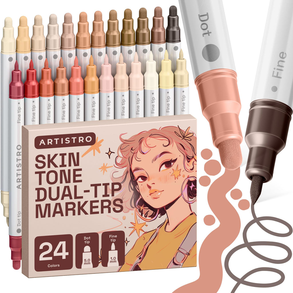ARTISTRO Metallic Dual-Tip Acrylic Paint Marker Pens - Set of 24