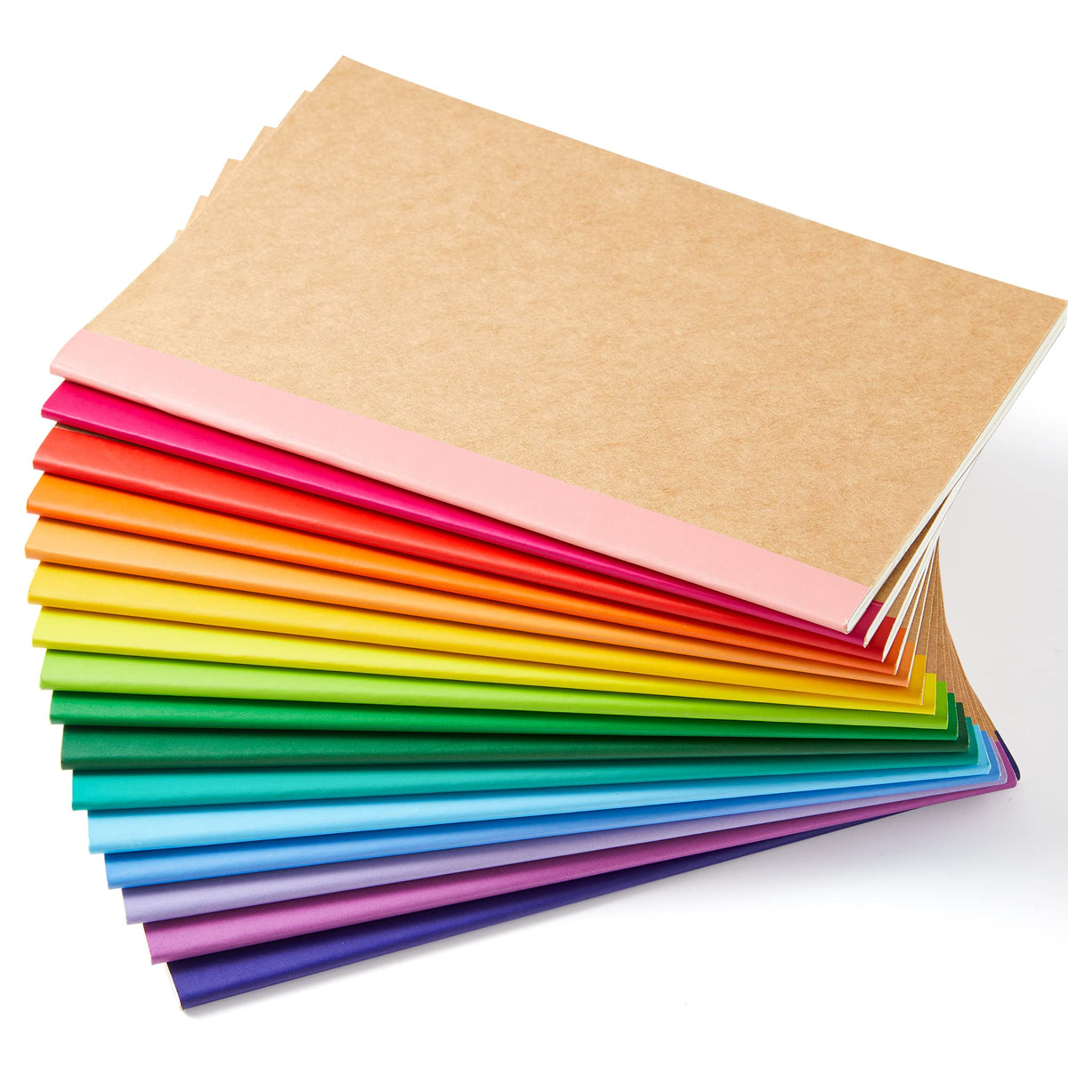 feela 16 Pack Composition Notebooks Bulk, Kraft Cover Lined Blank College Ruled Composition Travel Journals with Jewel Tone Spines For Women Students, 60 Pages, 8.3”x 5.5”, A5, 8 Vintage Colors