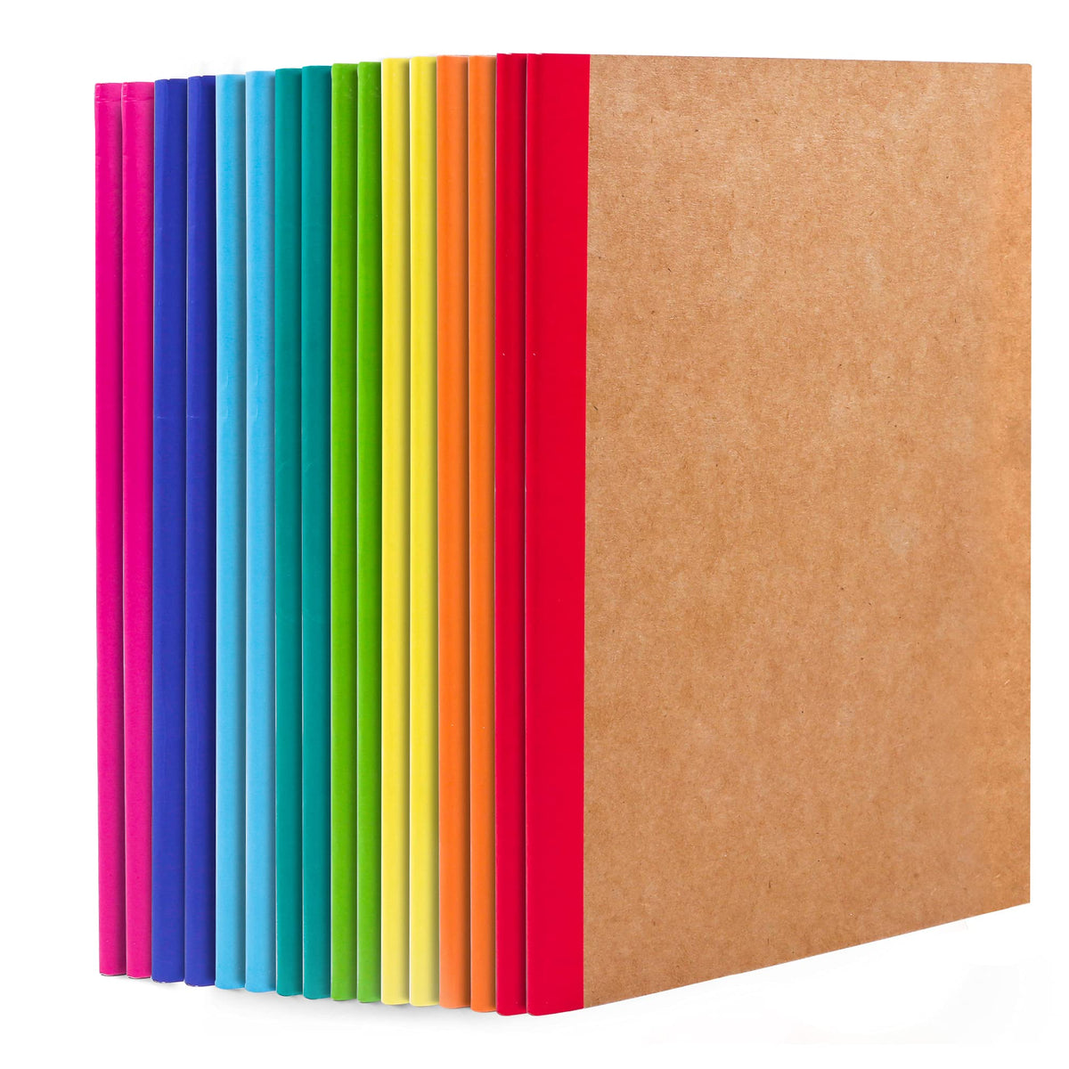 feela 16 Pack Composition Notebooks Bulk, Kraft Cover Lined Blank College Ruled Composition Travel Journals with Jewel Tone Spines For Women Students, 60 Pages, 8.3”x 5.5”, A5, 8 Vintage Colors