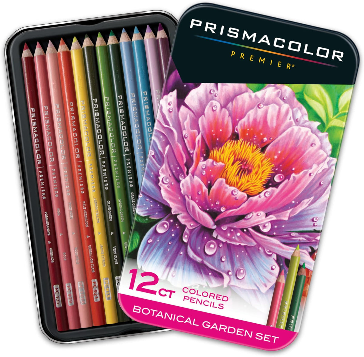 Prismacolor Premier Colored Pencils, Soft Core, Botanical Garden Set, 12 Count - Adult Coloring, Drawing, Creative, Art Supplies