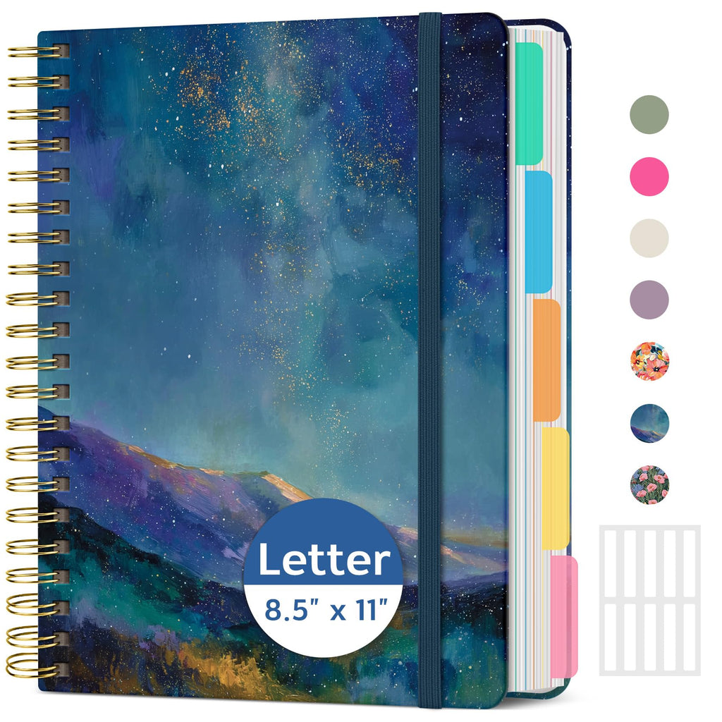 Taja Large Spiral Notebooks for Work 5 Subject with Removable Dividers