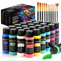 TMOL Acrylic Paint Set, 24 Colors (2 oz/Bottle) with 12 Art Brushes, Art Supplies for Painting Canvas, Wood, Ceramic & Fabric, Rich Pigments Lasting Quality for Beginners, Professional