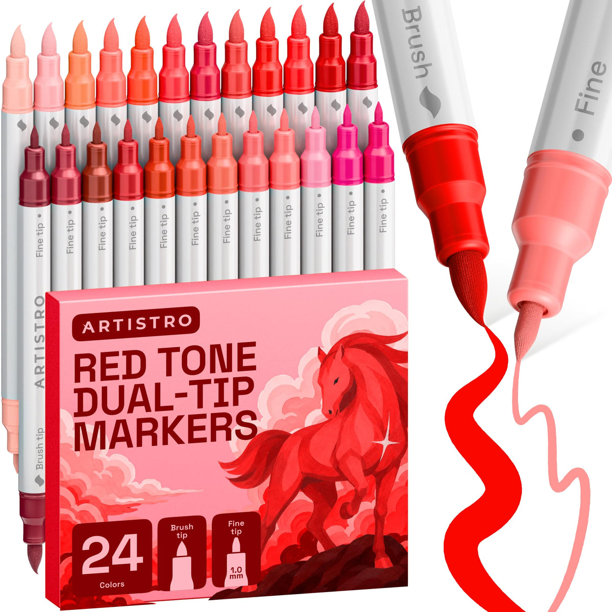 ARTISTRO 24 Skin Tones Dual-Tip Acrylic Paint Marker Pens for Drawing