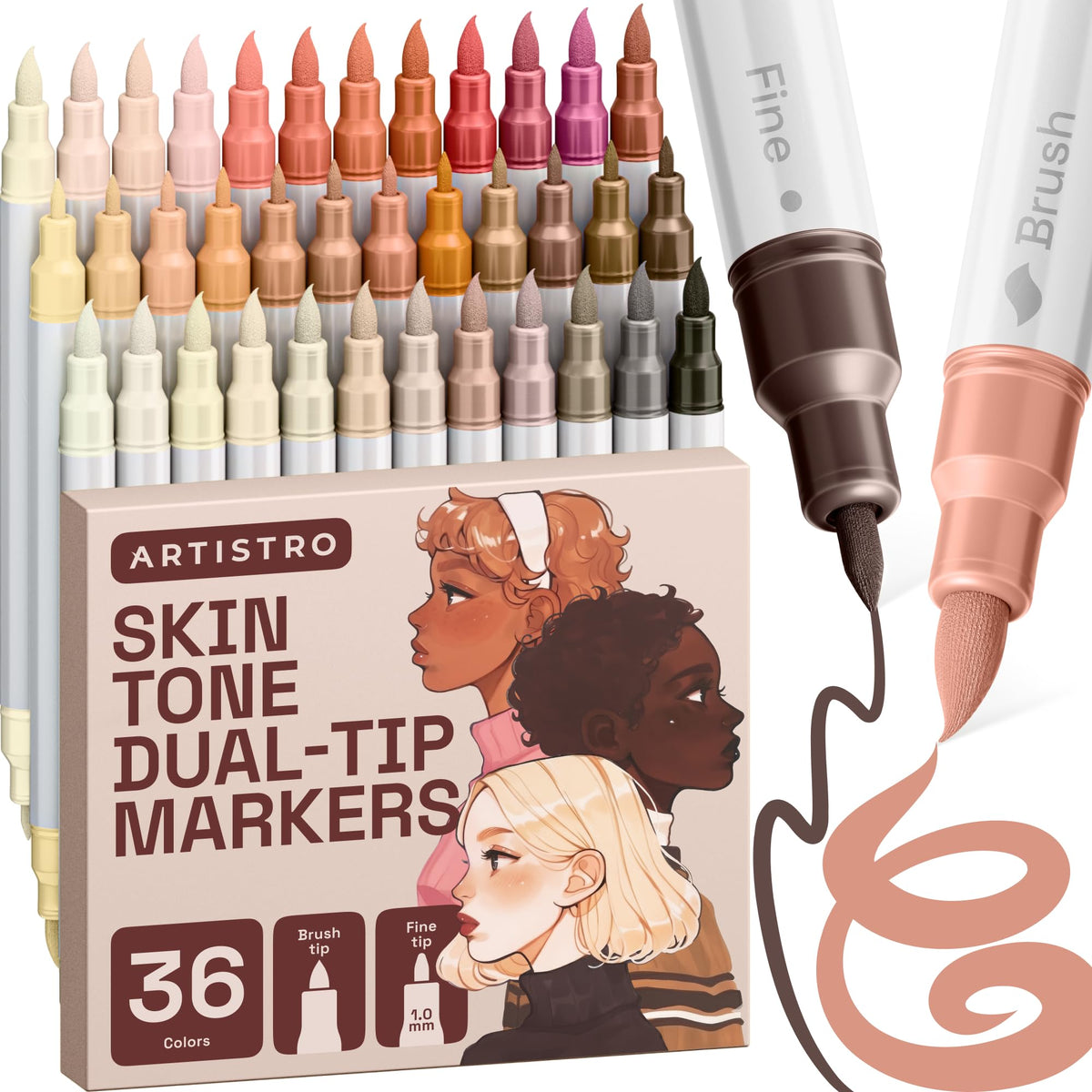 ARTISTRO 24 Metallic Dual-Tip Acrylic Paint Marker Pens for Drawing
